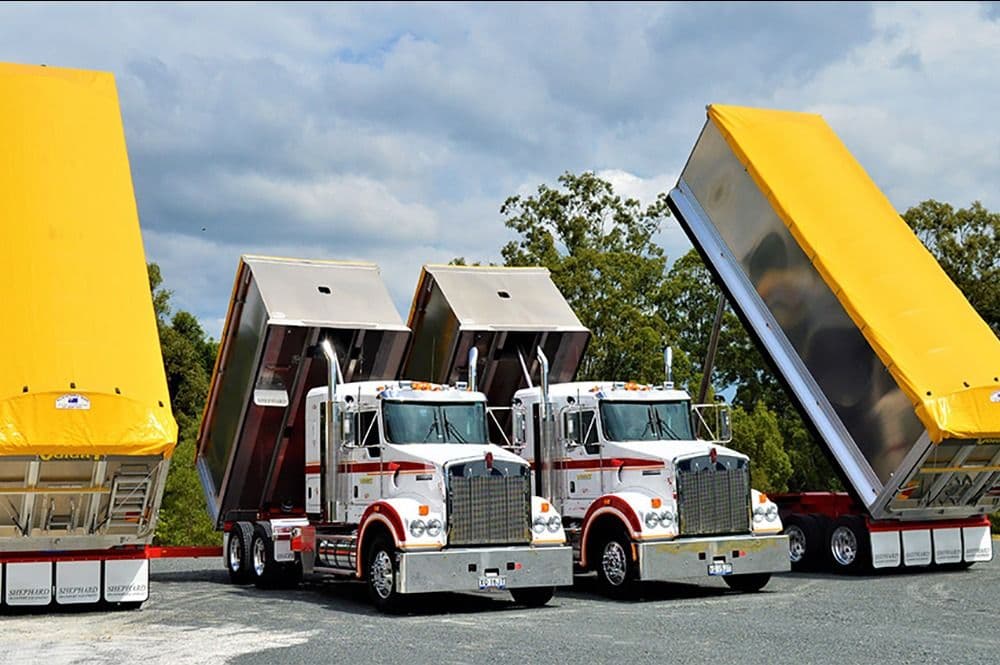 Voight Resources Kenworth fleet lined up